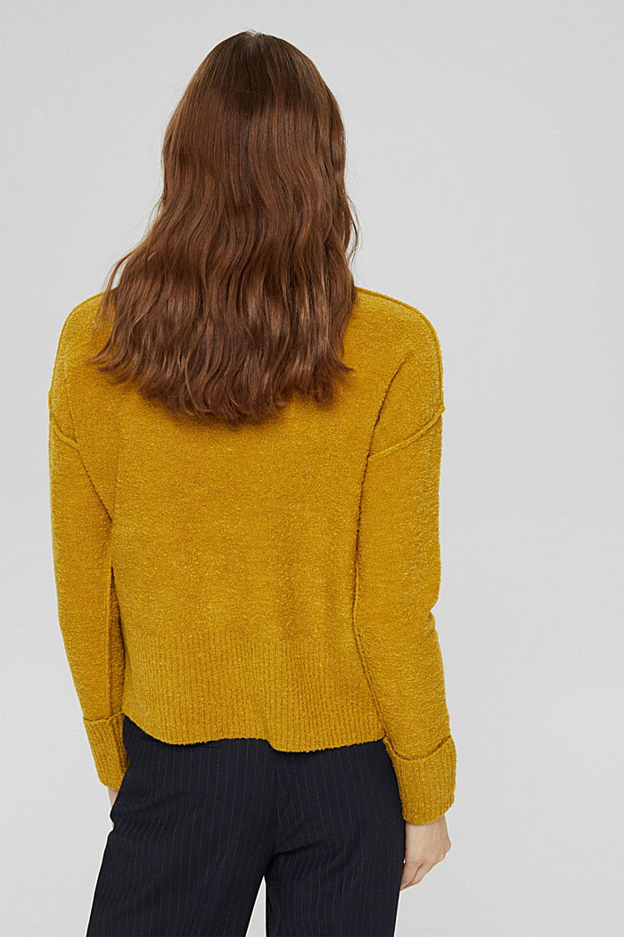 Wool blend: Jumper with a stand-up collar, BRASS YELLOW, detail image number 3