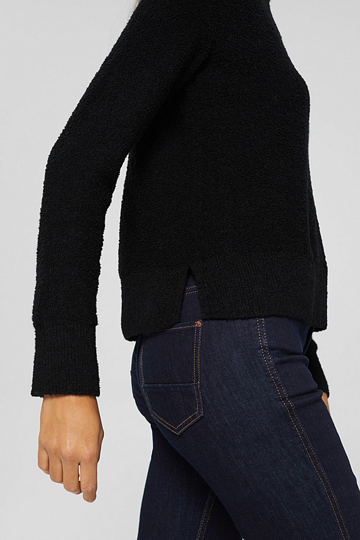 Mit Wolle: Pullover mit Struktur, BLACK, detail image number 2