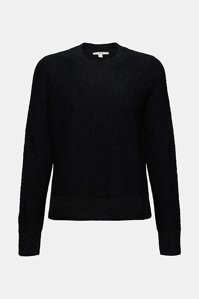 Mit Wolle: Pullover mit Struktur, BLACK, overview
