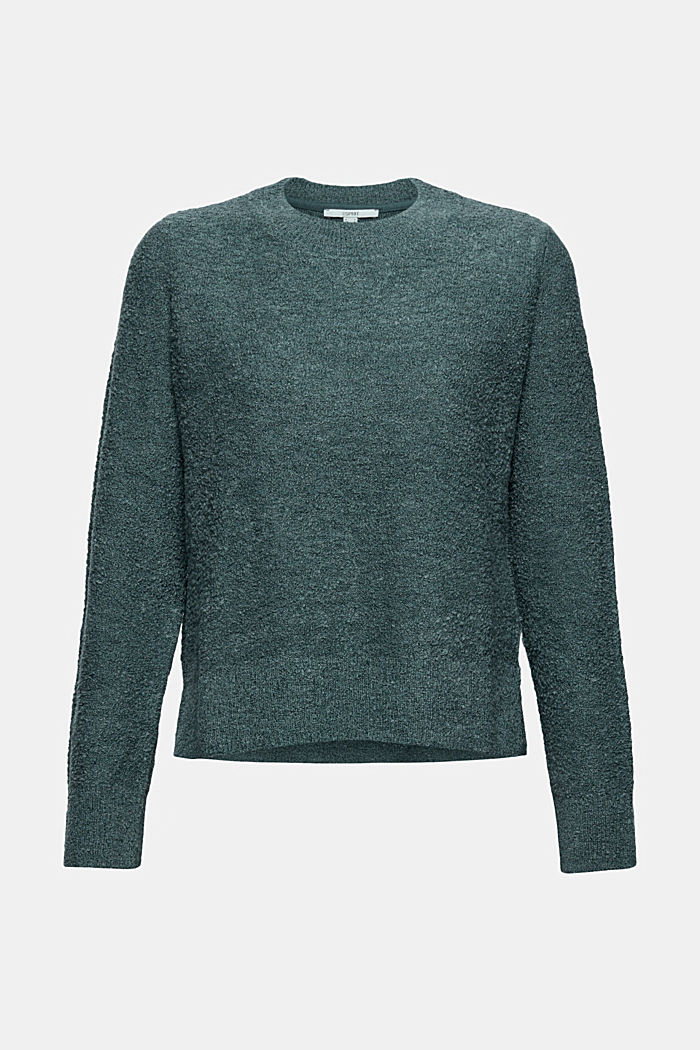 Wool blend: textured jumper, TEAL BLUE, detail image number 7
