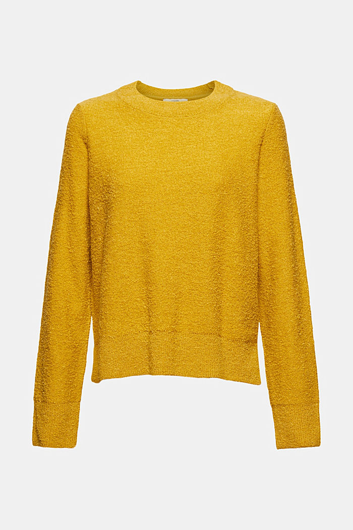 Wool blend: textured jumper, BRASS YELLOW, detail image number 6