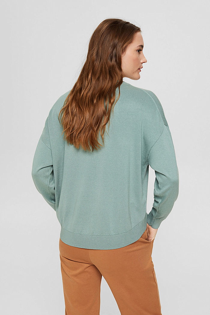 Jumper made of blended organic cotton, DUSTY GREEN, detail image number 3