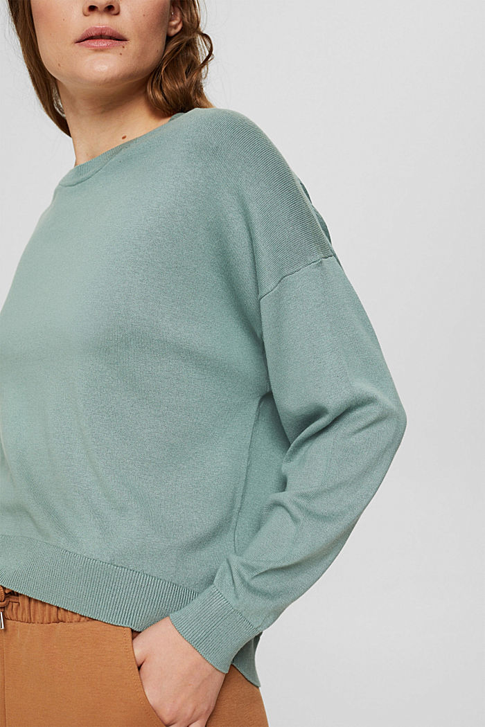 Jumper made of blended organic cotton, DUSTY GREEN, detail image number 2