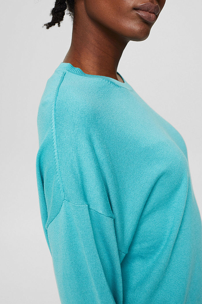 Jumper made of blended organic cotton, TURQUOISE, detail image number 2