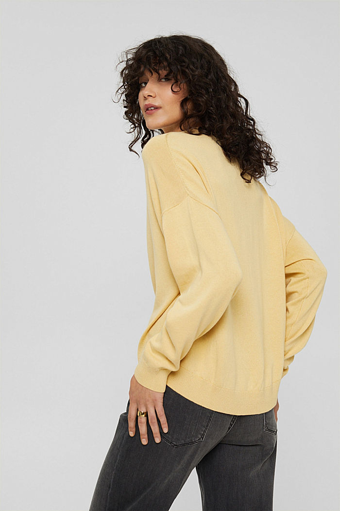 Jumper made of blended organic cotton, PASTEL YELLOW, detail image number 3