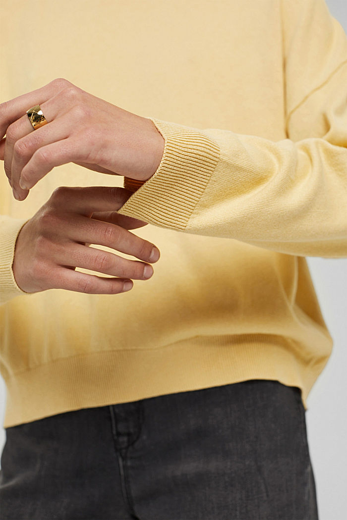 Jumper made of blended organic cotton, PASTEL YELLOW, detail image number 2