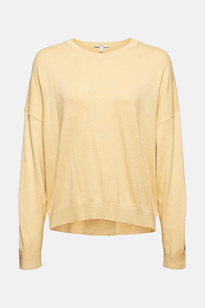 Jumper made of blended organic cotton, PASTEL YELLOW, overview