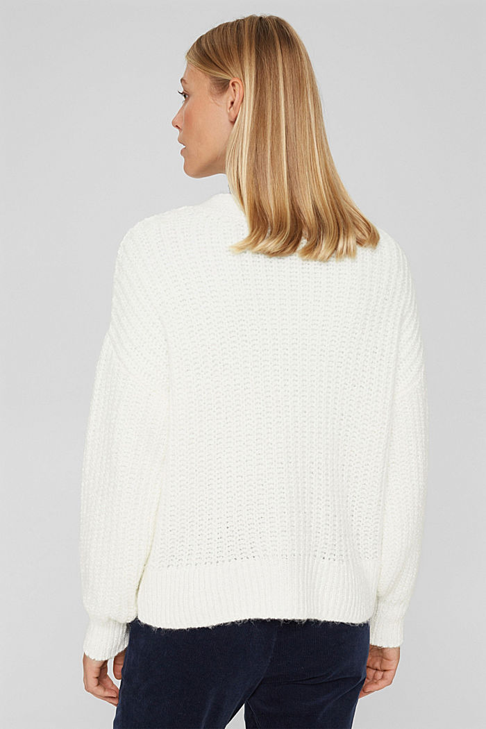Thick cardigan made of blended organic cotton, OFF WHITE, detail image number 3