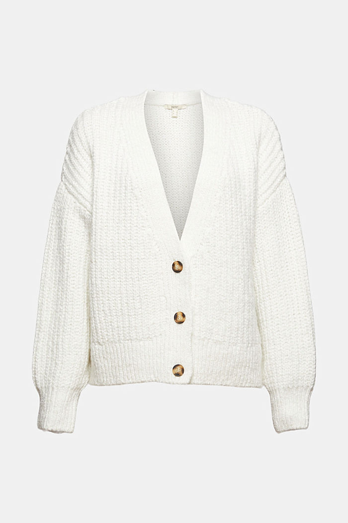 Thick cardigan made of blended organic cotton, OFF WHITE, detail image number 6