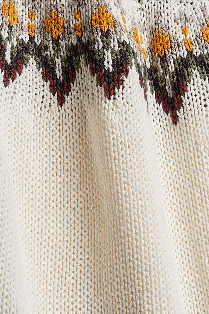 CURVY Fair Isle jumper, in organic cotton, OFF WHITE, detail image number 1