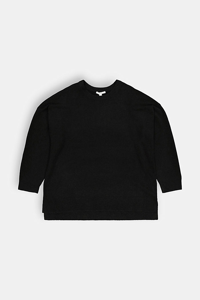 CURVY with wool: oversized jumper, BLACK, overview