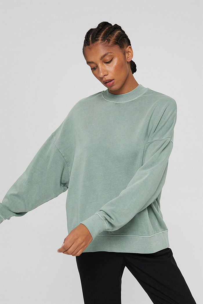 Sweatshirt made of 100% organic cotton, DUSTY GREEN, overview
