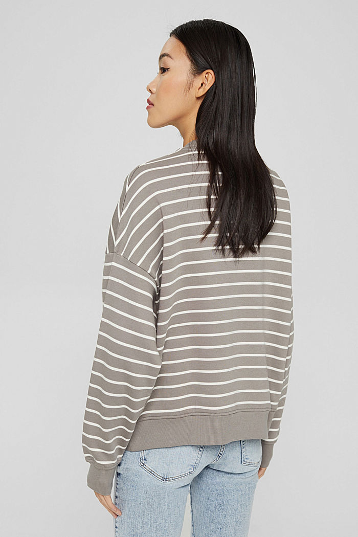 Striped sweatshirt made of organic cotton, GUNMETAL, detail image number 3