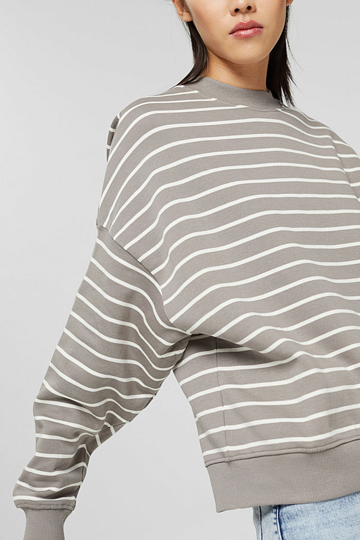 Striped sweatshirt made of organic cotton, GUNMETAL, detail image number 2