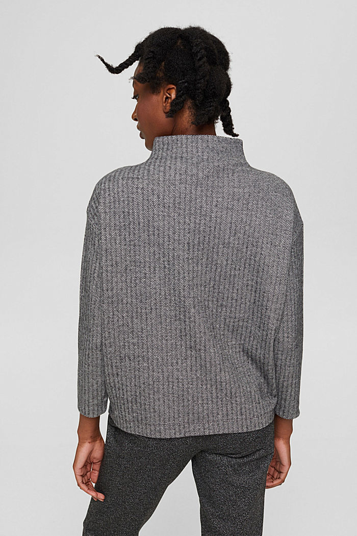 Sweatshirt met visgraatpatroon, GUNMETAL, detail image number 3