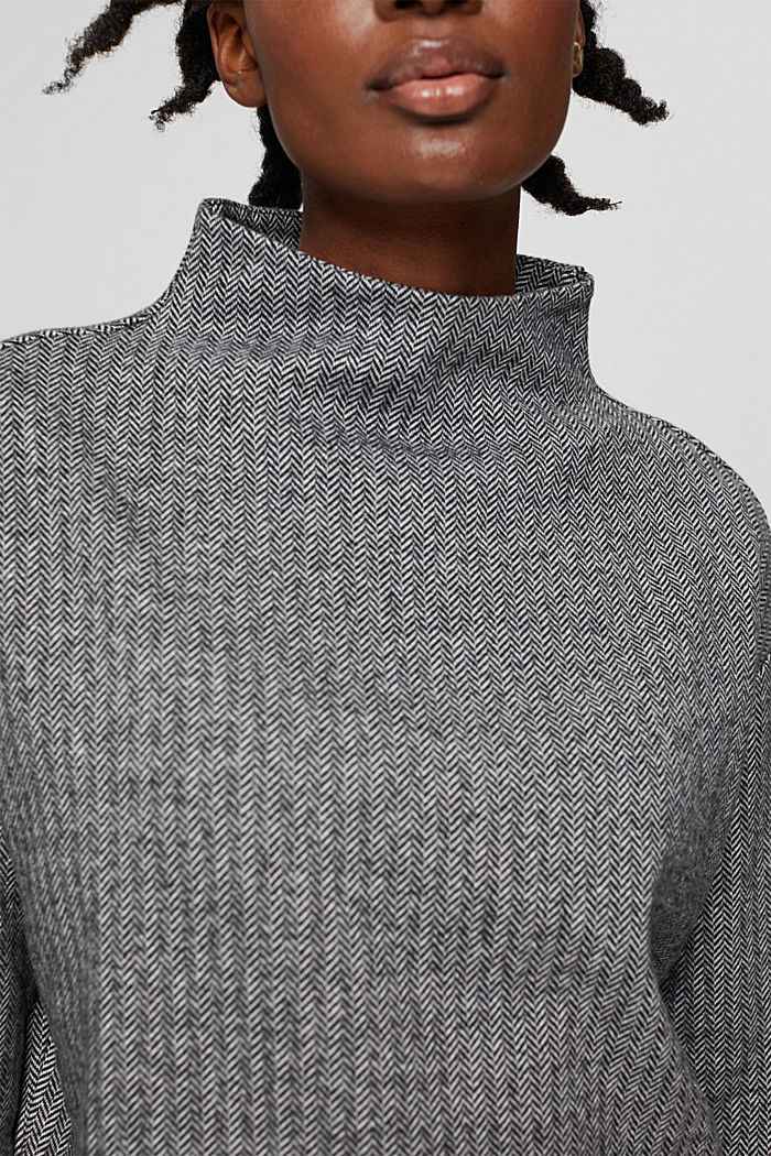 Sweatshirt met visgraatpatroon, GUNMETAL, detail image number 2