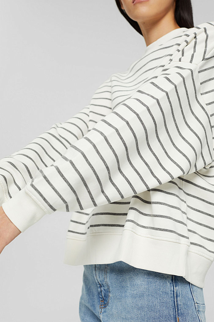 Striped sweatshirt made of an organic cotton blend, OFF WHITE, detail image number 2