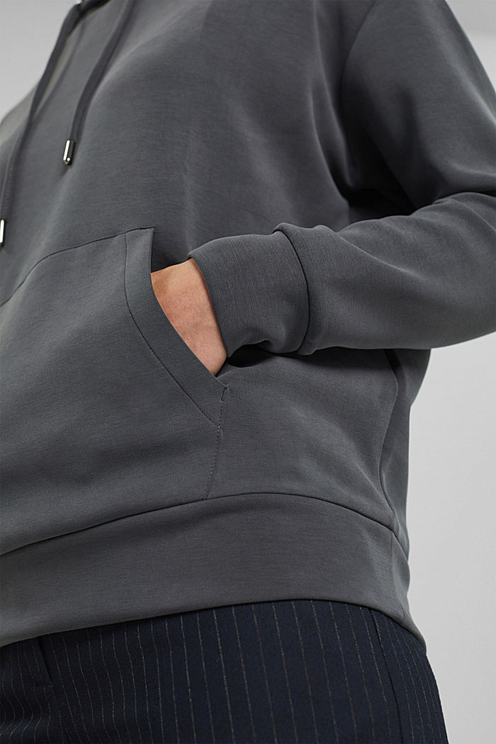 Hoodie in compact sweatshirt fabric with TENCEL™, ANTHRACITE, detail image number 5
