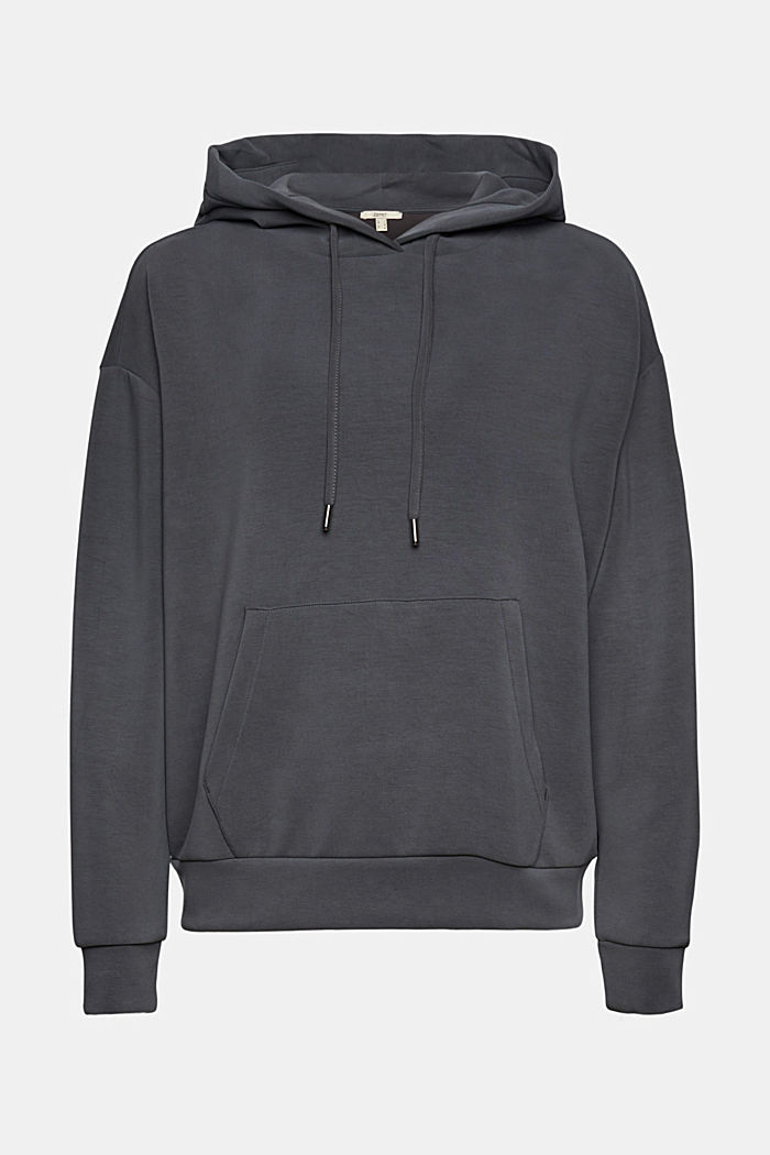 Hoodie in compact sweatshirt fabric with TENCEL™, ANTHRACITE, detail image number 8