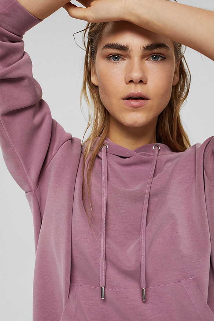 Hoodie in compact sweatshirt fabric with TENCEL™, MAUVE, detail image number 6