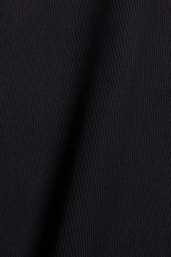 Ribbed long sleeve top, organic cotton, BLACK, detail image number 4
