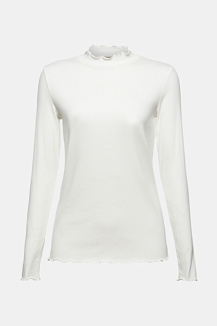 Geripptes Longsleeve, Organic Cotton, OFF WHITE, overview