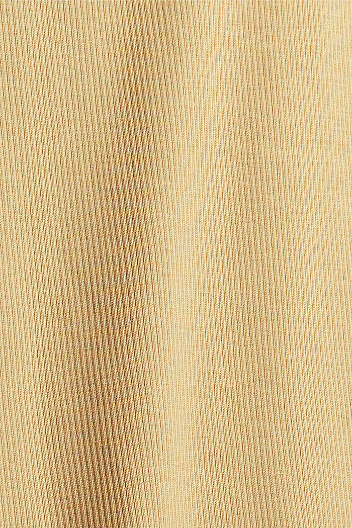 Ribbed long sleeve top, organic cotton, KHAKI BEIGE, detail image number 4