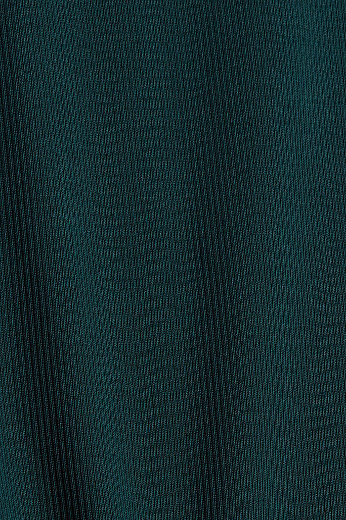 Ribbed long sleeve top, organic cotton, DARK TEAL GREEN, detail image number 4