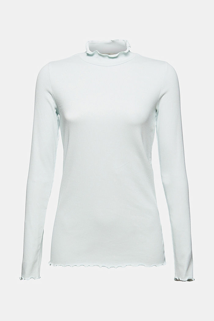 Ribbed long sleeve top, organic cotton, LIGHT TURQUOISE, detail image number 7