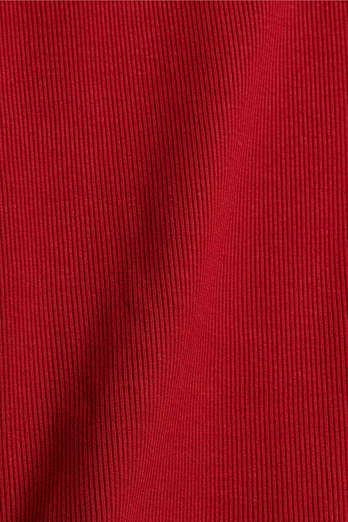 Long sleeve top with a button placket, organic cotton, DARK RED, detail image number 4