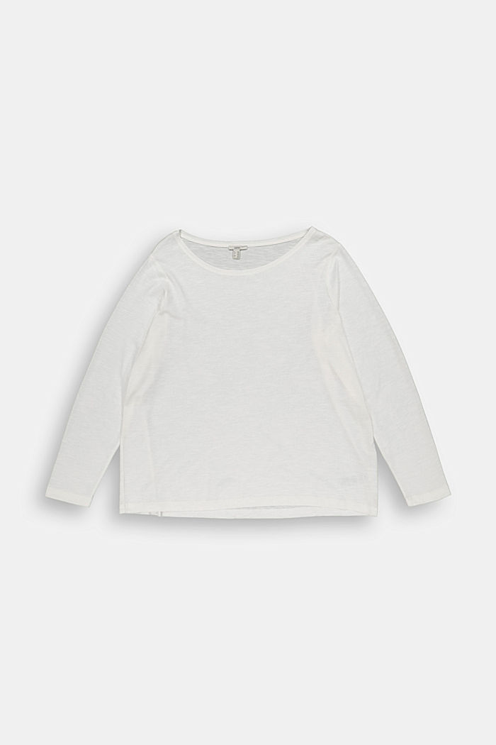 T-shirt CURVY à manches longues en coton biologique mélangé, OFF WHITE, detail image number 0