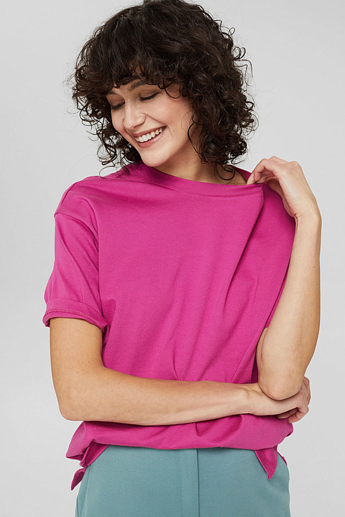 T-shirt oversize en coton, PINK FUCHSIA, detail image number 0