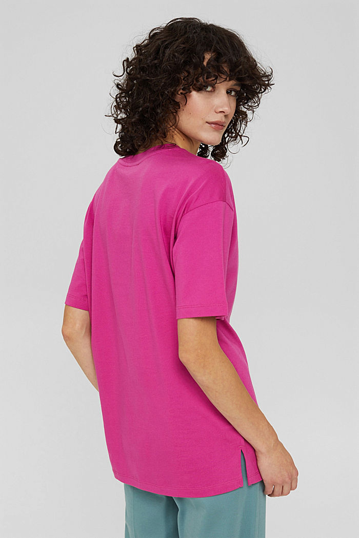 T-shirt oversize en coton, PINK FUCHSIA, detail image number 3