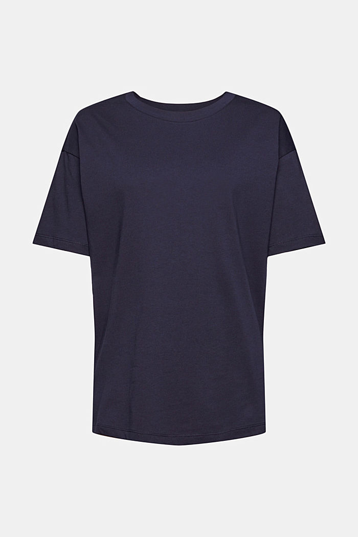 Oversized T-shirt van 100% katoen, NAVY, overview