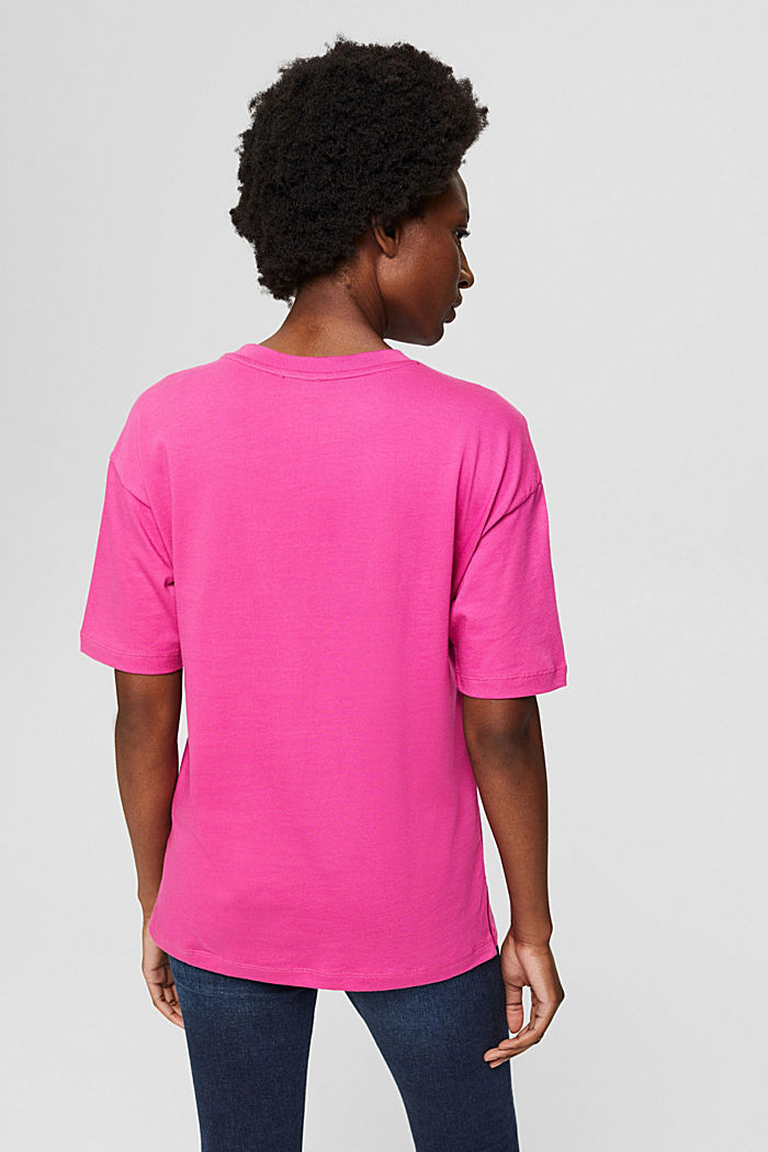 Oversized T-shirt van katoen, PINK FUCHSIA, detail image number 3