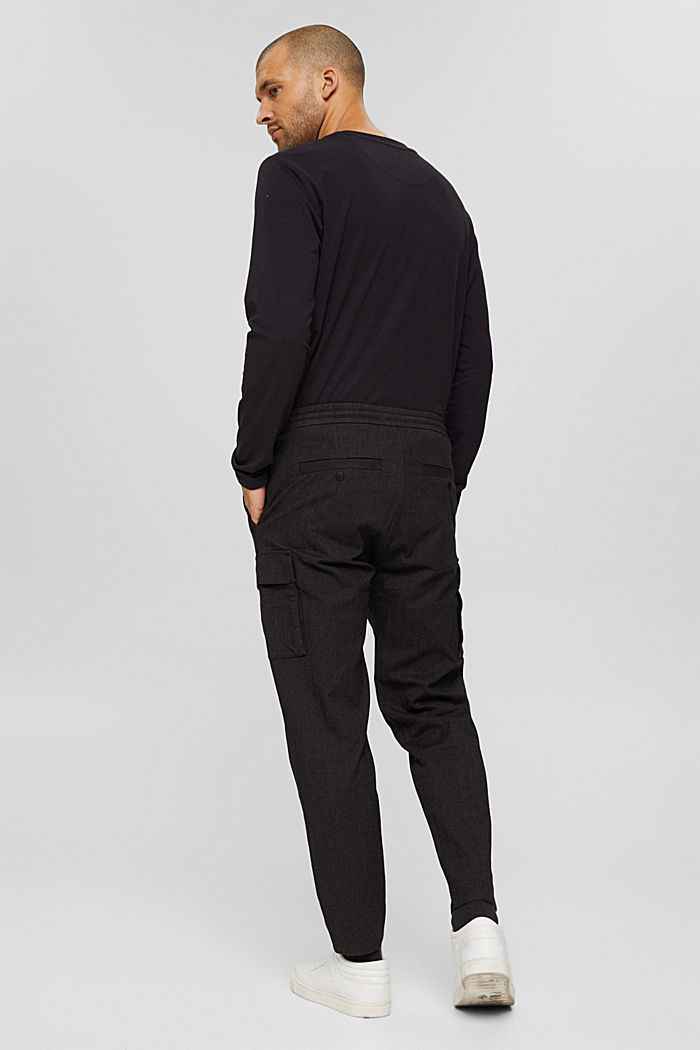 Cargo trousers with elasticated waistband, organic cotton, ANTHRACITE, detail image number 3