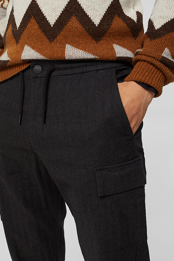 Cargo trousers with elasticated waistband, organic cotton, ANTHRACITE, detail image number 2