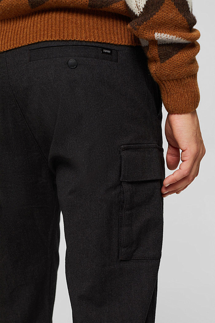Cargo trousers with elasticated waistband, organic cotton, ANTHRACITE, detail image number 5