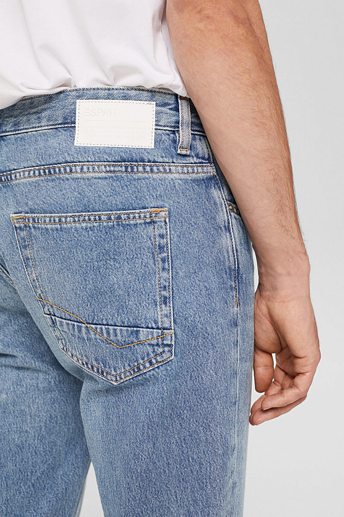 Katoenen jeans met garment-washed effecten, BLUE MEDIUM WASHED, detail image number 3