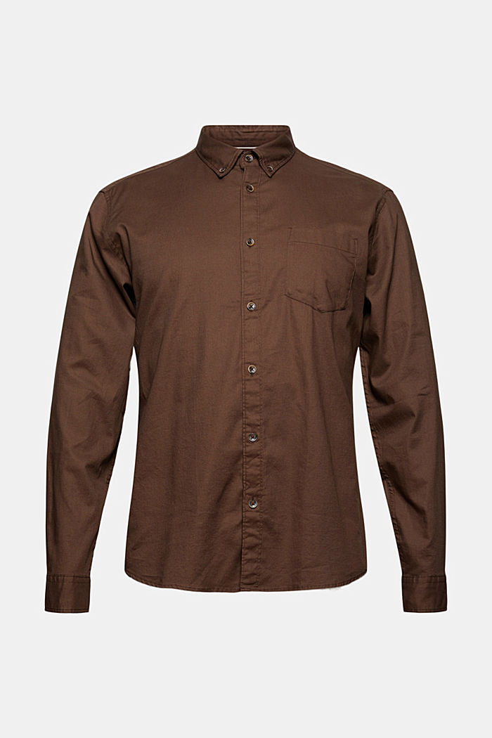 Overhemd met buttondownkraag van 100% organic cotton, BROWN, overview