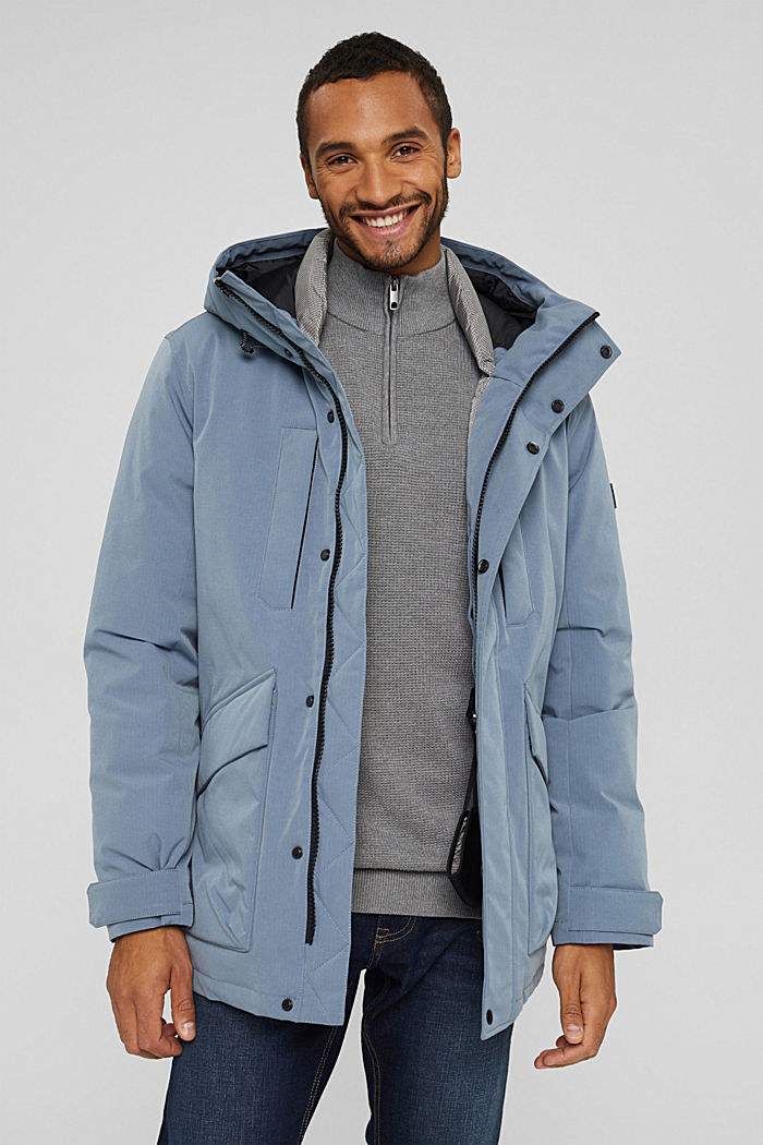 Reciclada: chaqueta con relleno de plumón, GREY BLUE, detail image number 0