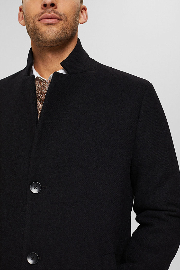 Reciclado: abrigo acolchado confeccionado en mezcla de lana, BLACK, detail image number 2