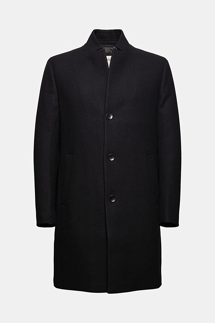 Reciclado: abrigo acolchado confeccionado en mezcla de lana, BLACK, detail image number 7