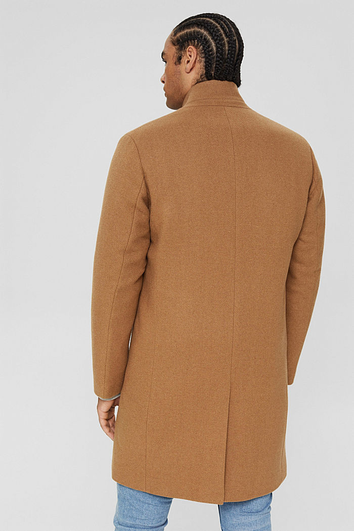Gerecycled: gewatteerde mantel van een wolmix, CAMEL, detail image number 3