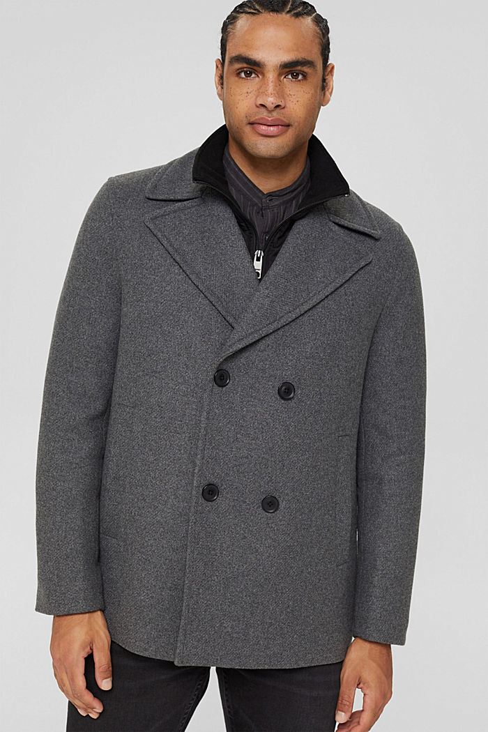 Reciclado: chaqueta en mezcla de lana, GREY, detail image number 0