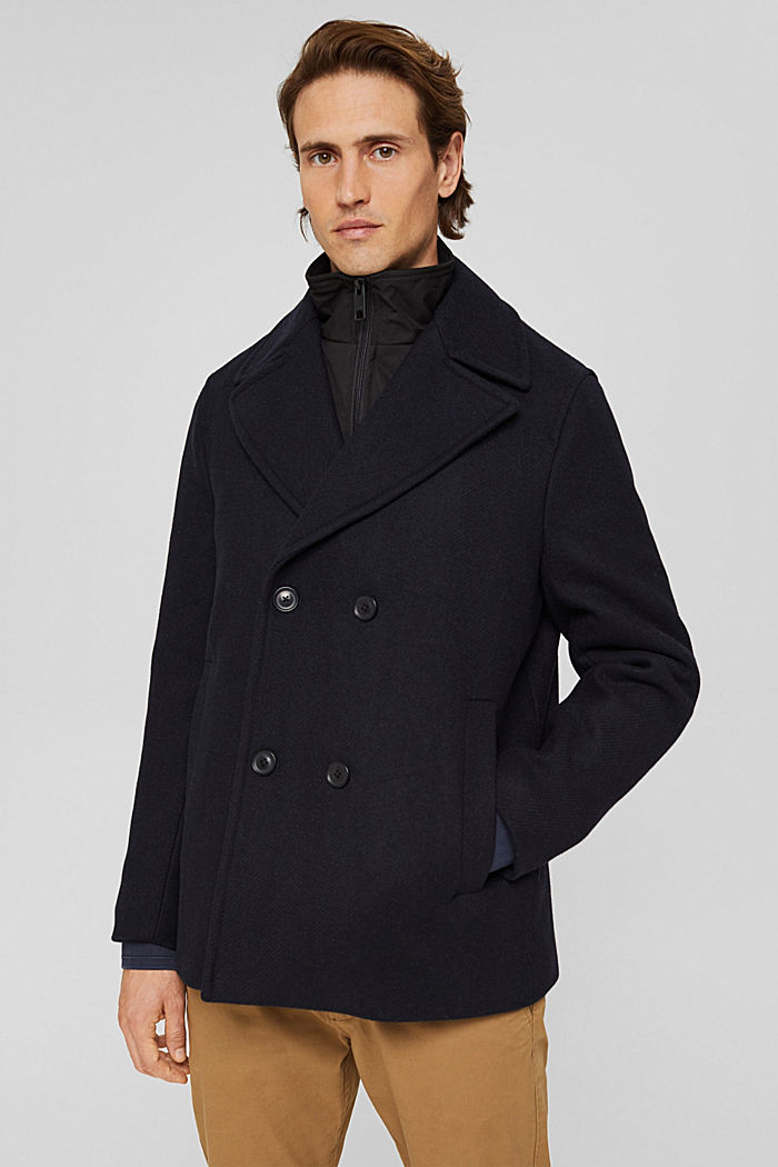 Reciclado: chaqueta en mezcla de lana, DARK BLUE, detail image number 0