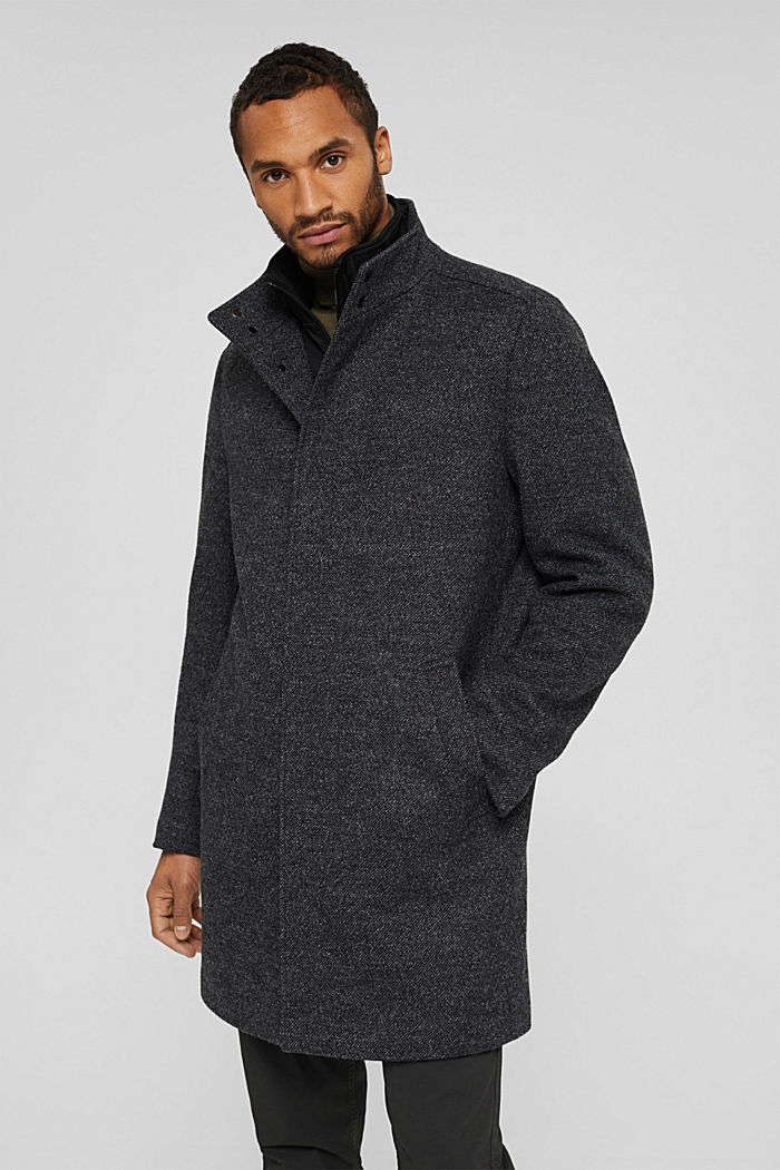 Reciclados: abrigo acolchado con lana, ANTHRACITE, detail image number 0
