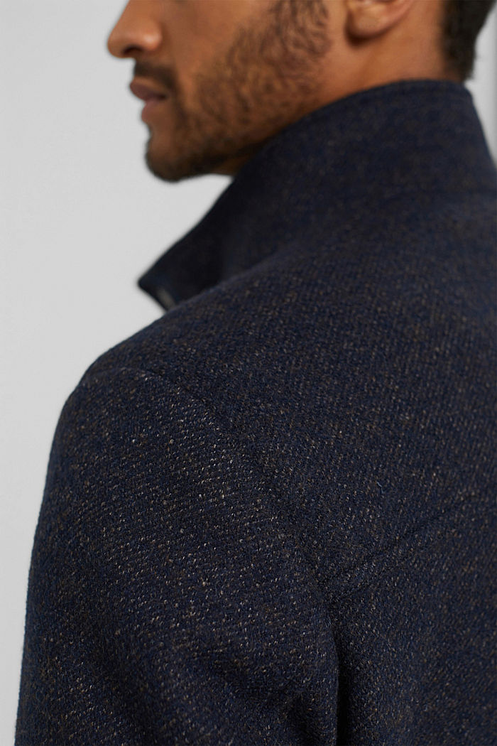 Recycelt: Wattierter Mantel mit Wolle, DARK BLUE, detail image number 2