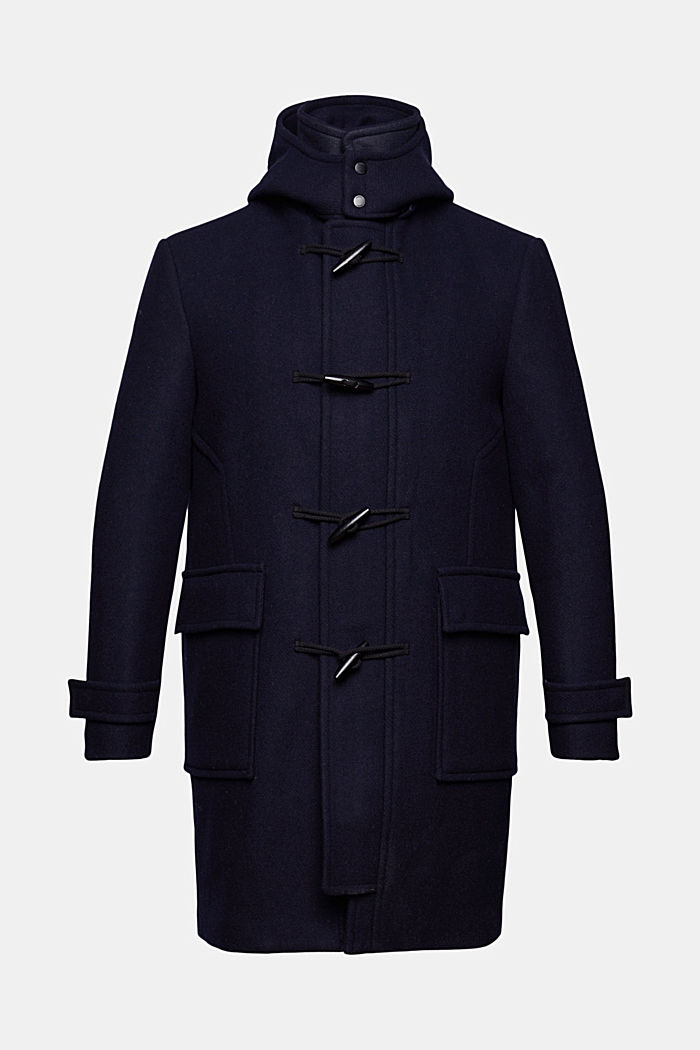 Made of recycled material: blended wool duffle coat