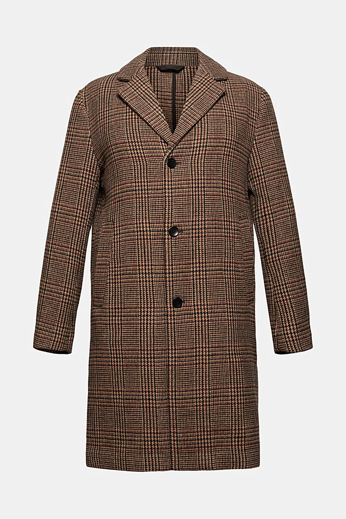Made of blended wool: coat with a Prince of Wales check design